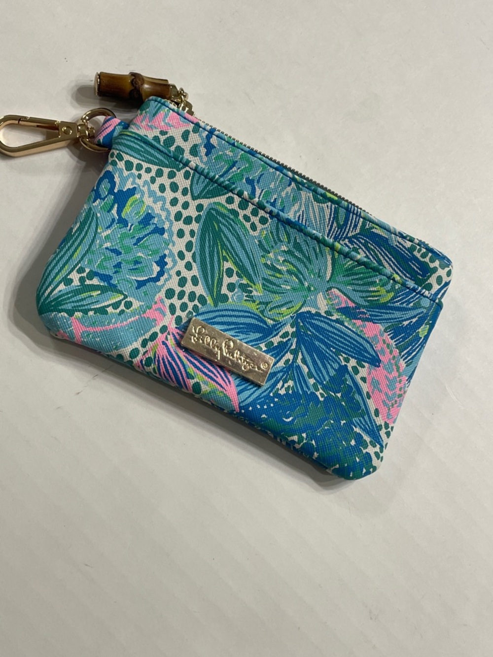 Lilly Pulitzer Blue Pink Green Tropical Zip top wallet. New in bag.